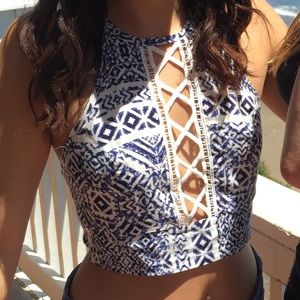 Aztec print halter/crop top!